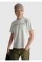 Men's cream 100% cotton front and back Printed logo detailed t-shirt