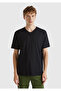 Men's black v-neck slub t-shirt