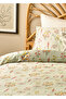 100% Cotton Satin Flores King Size Duvet Cover Set Light Green (240X220 cm) - 2