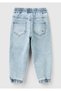 Erkek Çocuk Açık Denim Arka Cebi Logolu Lastik Paça Ağartılmış Denim Pantolon - 2