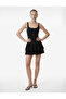 Crepe Scuba Fabric Square Neck Layered Ruffle Pleated Strap Mini Dress - 3