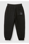 Boy's Black Back Pocket Logo Embroidered Elastic Waist Sweatpants - 2