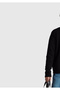 Men's Black Wool Blend Crew Neck Sweater with Embroidered Logo on the Front - 5