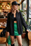 Women's Black Oversize Long Basic Shirt ARM-22Y001118