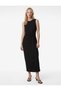 Sleeveless Black Women's Dress with Tie Detail 6Sak80019Ek - 2