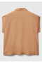 Woman's beige 100% linen shoulder detailed short sleeve shirt - 4
