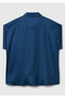 Women's Denim 100% Linen Shoulder Detailed Short Sleeve Shirt - 4
