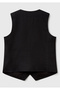 Women's Black 100% Linen Front Button Buttoned V-Neck Vest - 4