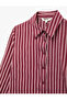 Viscose Blended Slim Fit Long Sleeve Striped Shirt with Tie Detail on the Sides - 5