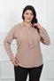 Women's Stone Color Front Stone Detail Jessica Fabric Plus Size Shirt - 3
