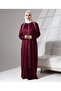 Full Length Zipper Closure Denier Casual Oversize Prayer Ferace - Claret Red - 6