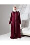 Full Length Zipper Closure Denier Casual Oversize Prayer Ferace - Claret Red - 8