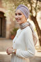 Cross Fukuro Glitter Lined Gray Ready-made Hijab Hijab Evening Dress Bonnet - 7
