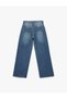 Buttoned Pocket Detail Regular Waist Loose Fit Denim Trousers - Loose Straight Fit Jeans - 6