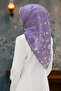 57% Silk 43% Viscos Twill Silk Floral Pattern Lilac Color 90X90 Scarf Planting Shape : Hand Sewing