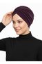 Cross Fukuro Glitter Lined Purple Ready-made Hijab Hijab Evening Dress Bonnet - 2