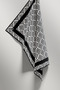 Twill minimalist patterned black colored 90x90 scarf (does not contain silk) edge stitching style hand stitched - 5