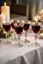 Crystal Patterned Footed Glass - Glass - Wine Glass - Soft Drink Glass 6 Pieces