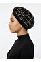 Special Design Black Beige-Black Sequined Mesh Ethnic Patterned Lined Ready-To-Wear Turban Hijab Evening Dress Bonnet - 4