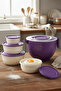 Purple Mixer Bowl & Mixing Container Set 5 Pieces – with Lid, Non-Slip Sole Liter, Splash-Proof Mixer Container - 3
