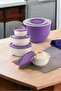 Purple Mixer Bowl & Mixing Container Set 5 Pieces – with Lid, Non-Slip Sole Liter, Splash-Proof Mixer Container - 6