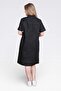 40218 Black Stylish Button-Detail Medium Length Short Sleeve Denim Dress - 4
