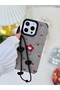 iPhone 16 Promax Compatible Plated Charm Claret Red Flower Design Flexible Silicone Case with Toy - 6