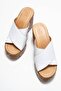 Harvey Women's Genuine Leather Wedge Heel Slippers White - 4