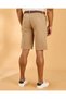 Men Beige Belted Chino Shorts - 3