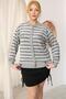 سترة مخططة ناعمة كبيرة الحجم