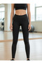 Women's Black High-Waist Slimming Sports Leggings - Seamless Training Leggings with Push-Up Effect