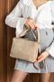 Genuine Suede Leather Crossbody Bag Pl009-S Sand Beige