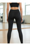 Women's Black High-Waist Slimming Sports Leggings - Seamless Training Leggings with Push-Up Effect - 2