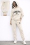 Markatem3Iplik Cotton Back Panel Printed Hooded Oversize Hoodie Sweat Pantalon Set Feeling Printed