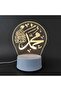 مصباح هلالي ثلاثي الأبعاد لرمضان بإضاءة LED وقاعدة خشبية - 3