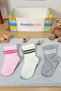 Organic Cotton Unisex 3-Piece Boxed Premium Striped Detailed Newborn Baby & Kids Socks - 3