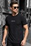 Focus on Special Textured Boucle Fabric Men's T-Shirt with Print Detail - 3