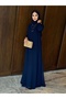 Chiffon Detailed Spring Dress-Navy Blue