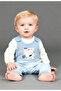Natural Combed Cotton Sweatshirt Salopet Teddy Bear Printed Baby Set Seasonal 2-Piece Set - Blue - 2