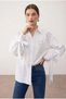 Women's White Boyfriend Shirt with Stone Detail on Sleeves (Tunic Shirt)