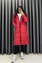 Long Hooded Puffer Coat - Red Red - 2