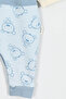 Natural Combed Cotton Sweatshirt Salopet Teddy Bear Printed Baby Set Seasonal 2-Piece Set - Blue - 7