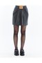 Women's Leather Mini Skirt with Plate and Pleat Details – New Season - 5
