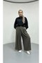 Pleated Skirt Pants Brown - 4