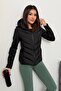 Women’s Hooded Black Puffer Coat Scuba Sleeve Detail Range Rover Mom Jacket - 2
