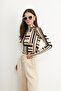 Women's Cream Black Striped Toe Detailed Bodysuit - 5