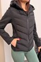 Women’s Hooded Black Puffer Coat Scuba Sleeve Detail Range Rover Mom Jacket - 5