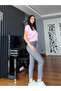 Gray Elastic Waist Double Leg Lycra Trousers - 5
