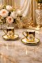 2-Person Porcelain Gold Platinum Plated Lotus Flower Coffee Cup Set 100 ml - 3