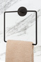 Black Square Towel Holder, Wide Lid Toilet Paper Holder, Fork, Bathrobe, 3-Piece Bathroom Set - 3